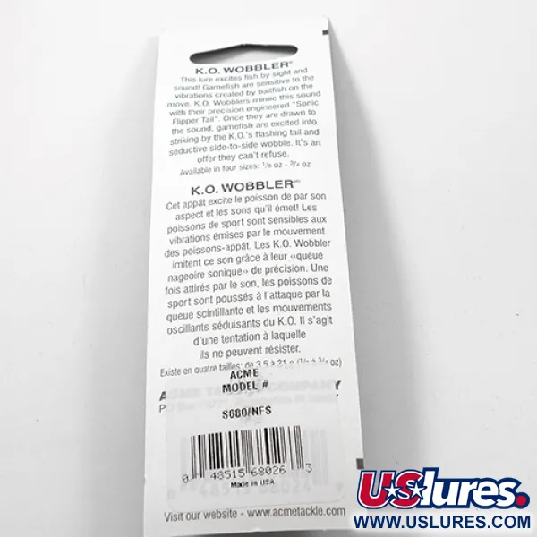  Acme K.O. Wobbler UV, 3/4oz Nickel / uv Stripe Glow in UV light, Fluorescent fishing spoon #2248