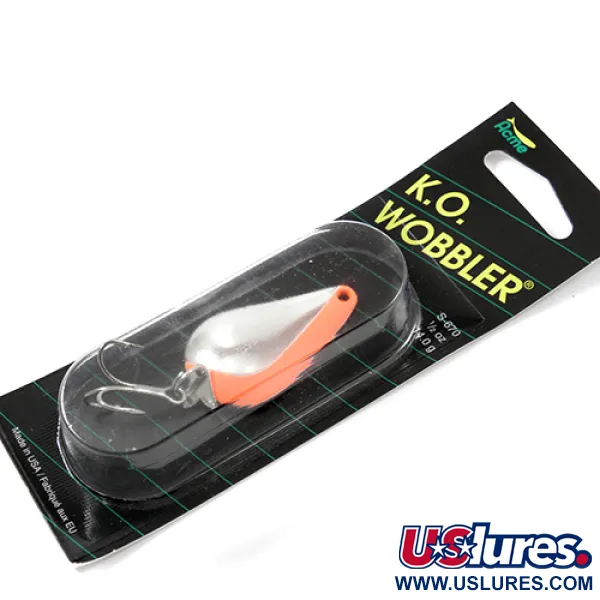  Acme K.O. Wobbler UV, 1/2oz Nickel / uv Stripe Glow in UV light, Fluorescent fishing spoon #2250