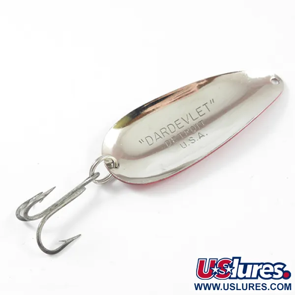 Vintage  Eppinger Dardevle Dardevlet , 3/4oz Red / White / Nickel fishing spoon #2263