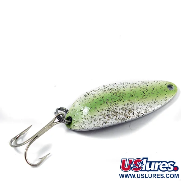 Vintage  Seneca Little Cleo (Hula Girl), 1/3oz Green / Nickel / Glitter fishing spoon #2269