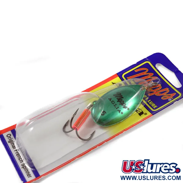   Mepps Aglia 5, 1/2oz Platinum Green spinning lure #2281