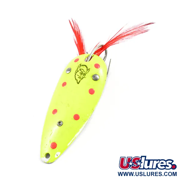 Vintage  Eppinger Weedless Dardevle Dardevlet , 3/4oz Fluorescent Yellow / Red / Nickel fishing spoon #2285