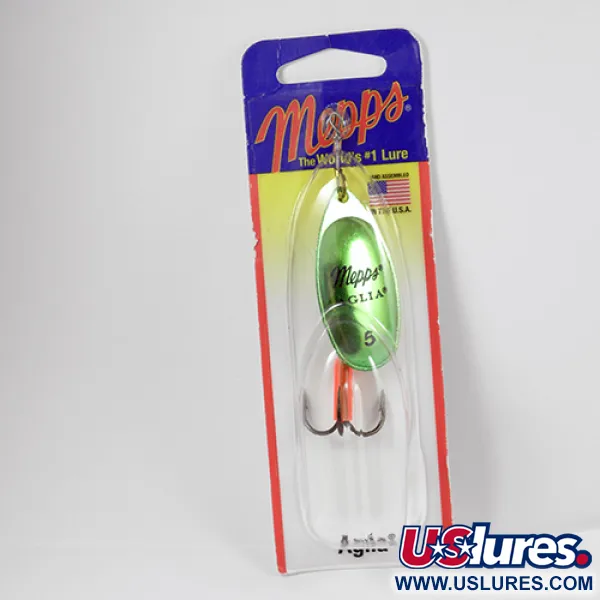   Mepps Aglia 5, 1/2oz Platinum Light Green spinning lure #2286