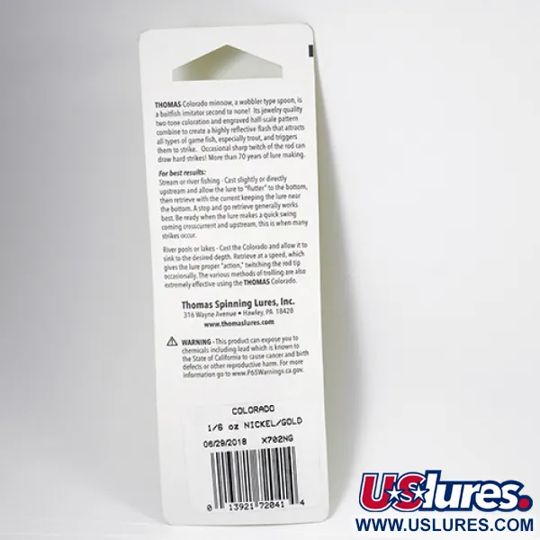   Thomas Colorado, 3/16oz Gold / Nickel fishing spoon #2287