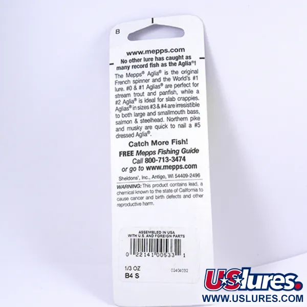   Mepps Aglia 4, 1/3oz Silver spinning lure #2296
