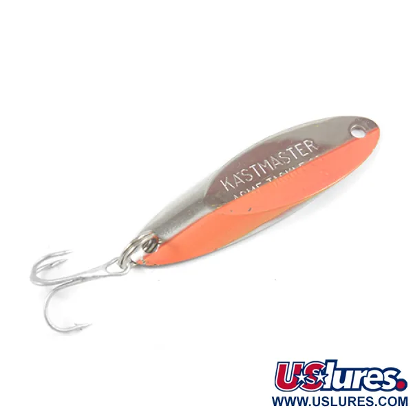 Vintage  Acme Kastmaster, 3/8oz Nickel / Orange fishing spoon #2316