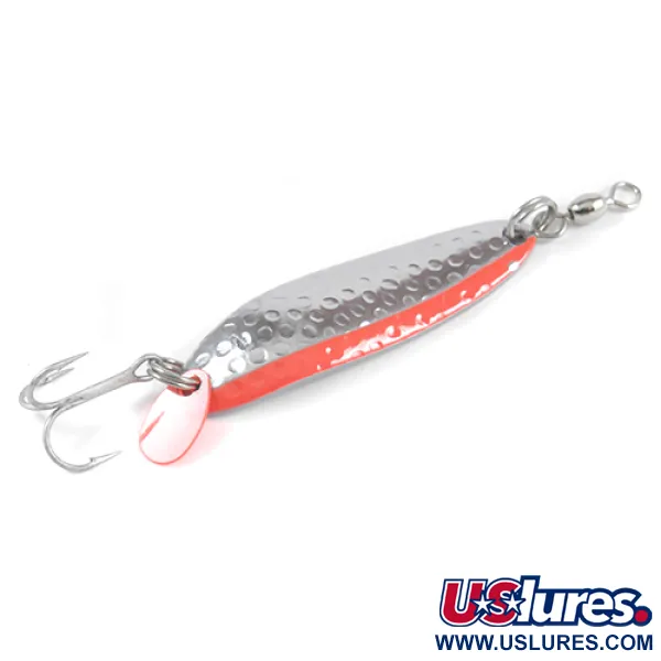  Luhr Jensen Krocodile Die #3, 1/3oz Hammered Nickel / Red fishing spoon #2319
