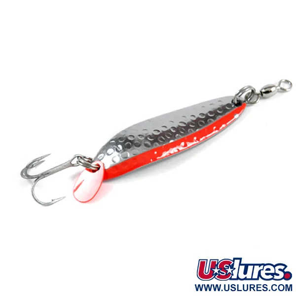 Luhr Jensen Krocodile Die #3, 1/3oz Hammered Nickel / Red fishing spoon #2321
