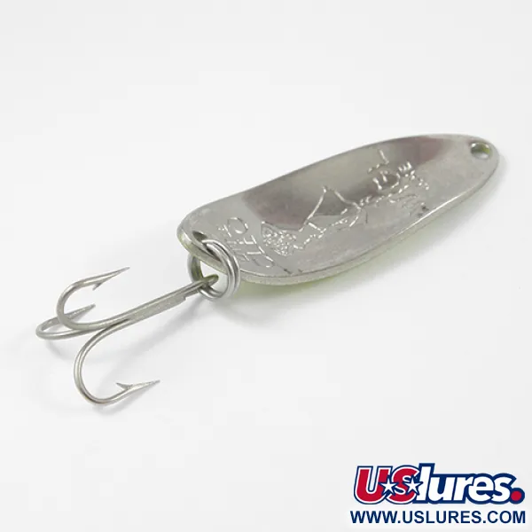 Vintage  Seneca Little Cleo (Hula Girl), 1/3oz Green / Red / Nickel fishing spoon #2328