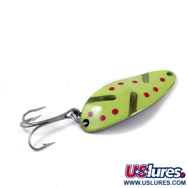 Vintage  Seneca Little Cleo (Hula Girl), 1/3oz Green / Red / Nickel fishing spoon #2328