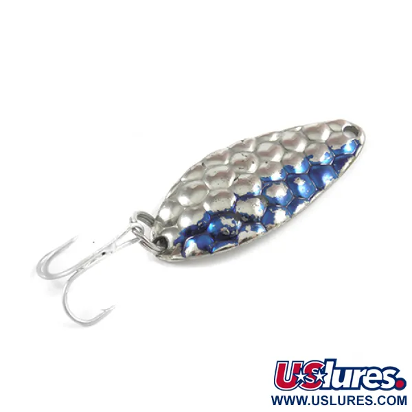 Vintage  Seneca Little Cleo, 1/4oz Hammered Nickel / Blue fishing spoon #2332