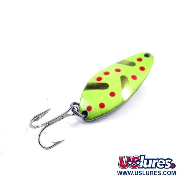 Vintage  Seneca Little Cleo, 1/4oz Green / Red / Nickel fishing spoon #2335
