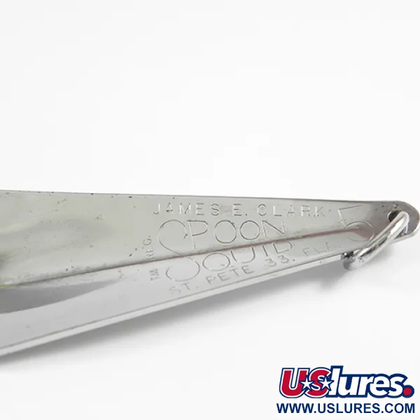 Vintage  James E. Clark  Clark Spoon Squid, 1 1/4oz Nickel fishing spoon #2347