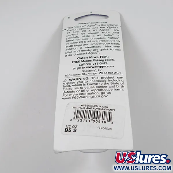   Mepps Aglia 5, 1/2oz Silver spinning lure #2360