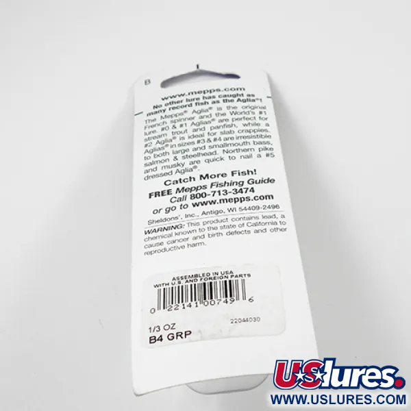   Mepps Aglia 4 Platinum, 1/3oz Platinum Green spinning lure #2362