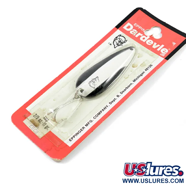  Eppinger Dardevle Imp, 2/5oz Black / White / Nickel fishing spoon #2382