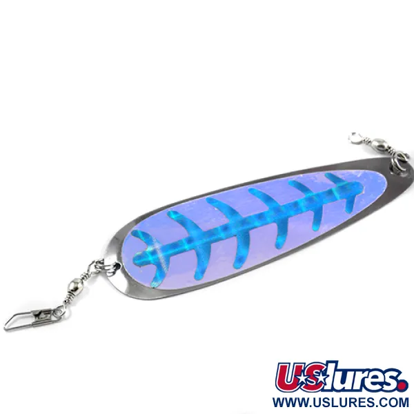 Vintage   Shasta Tackle Sling Blade Dodger, 1/2oz Nickel / Rainbow Hologram fishing spoon #2400