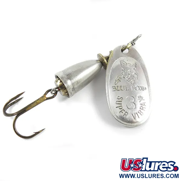 Vintage   Blue Fox Super Vibrax 3, 1/4oz Silver spinning lure #2407