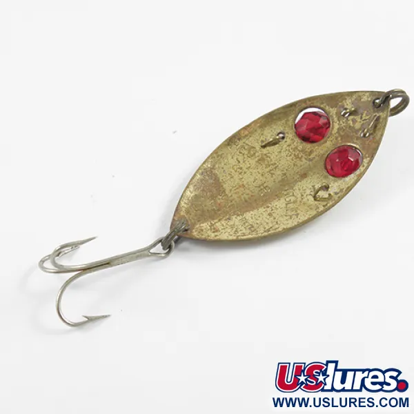 Vintage  Hofschneider Red Eye junior, 2/5oz Brass / Red Eyes fishing spoon #2425