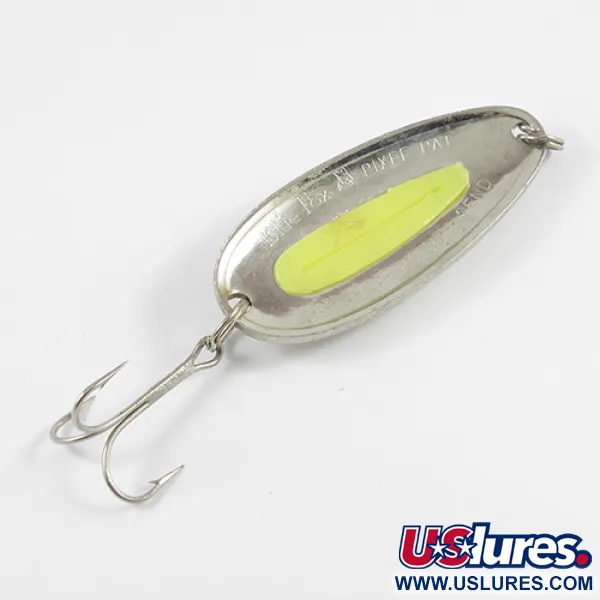 Vintage   Blue Fox Pixee , 3/4oz Nickel / Yellow fishing spoon #2430