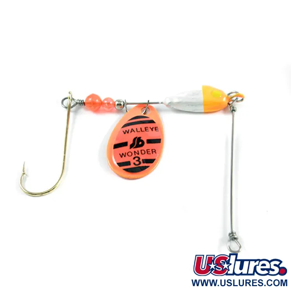  South Bend Walleye Wonder 3, 1/2oz Fluorescent Orange spinning lure #2431