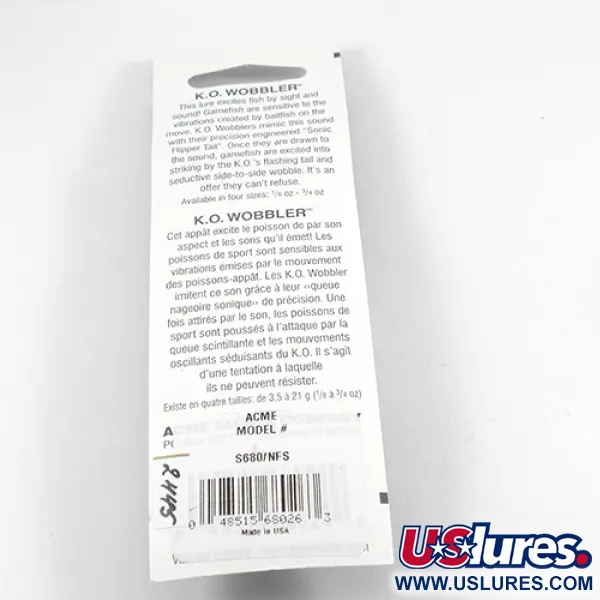  Acme K.O. Wobbler UV, 3/4oz Nickel / uv Stripe Glow in UV light, Fluorescent fishing spoon #2445