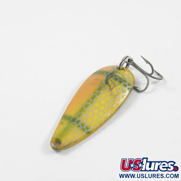 Vintage  Eppinger Dardevle Spinnie, 1/3oz Yellow / Green / Nickel fishing spoon #2448