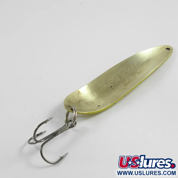 Vintage  Eppinger Dardevle Cop-E-Cat, 3/4oz Five of Diamonds (Yellow / Red / Brass) fishing spoon #2449