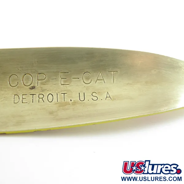 Vintage  Eppinger Dardevle Cop-E-Cat, 3/4oz Five of Diamonds (Yellow / Red / Brass) fishing spoon #2449