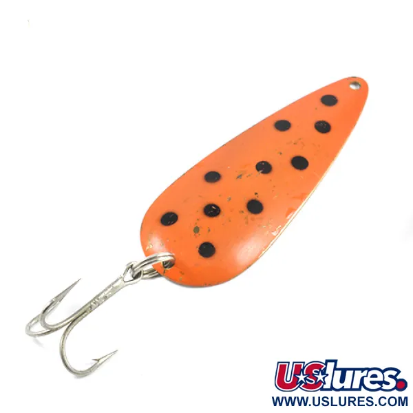 Vintage   Len Thompson #4, 1 1/2oz Red / Black / Brass fishing spoon #2454