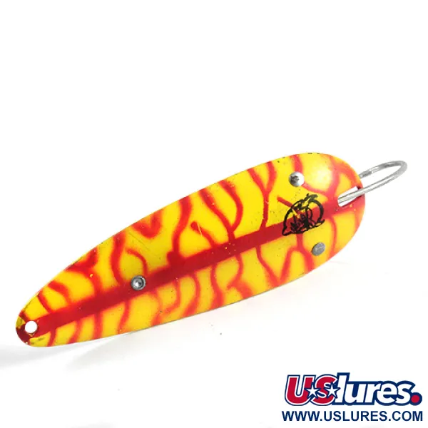 Vintage  Eppinger Weedless Dardevle, 1oz Yellow / Red / Brass fishing spoon #2456