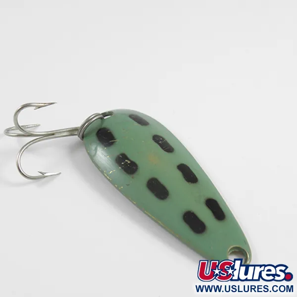 Vintage   Len Thompson #1, 3/4oz Green / Black / Brass fishing spoon #2461