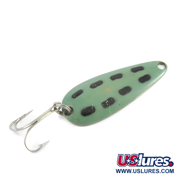 Vintage   Len Thompson #1, 3/4oz Green / Black / Brass fishing spoon #2461
