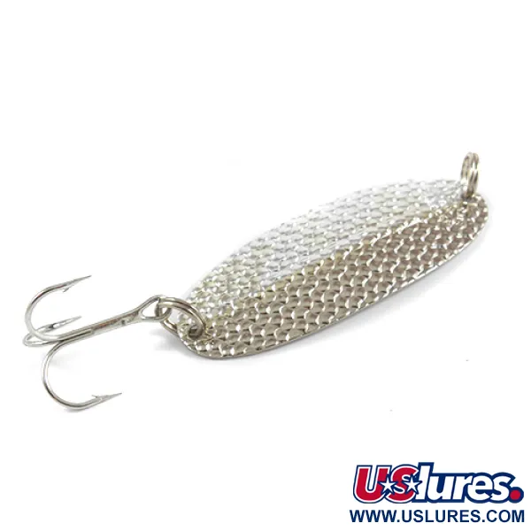 Vintage   Williams Wabler W50, 1/2oz Hammered Silver / Gold fishing spoon #2468