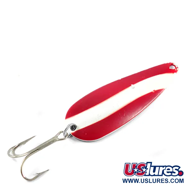 Vintage  Worth Chippewa, 1/2oz Red / White / Nickel fishing spoon #2477