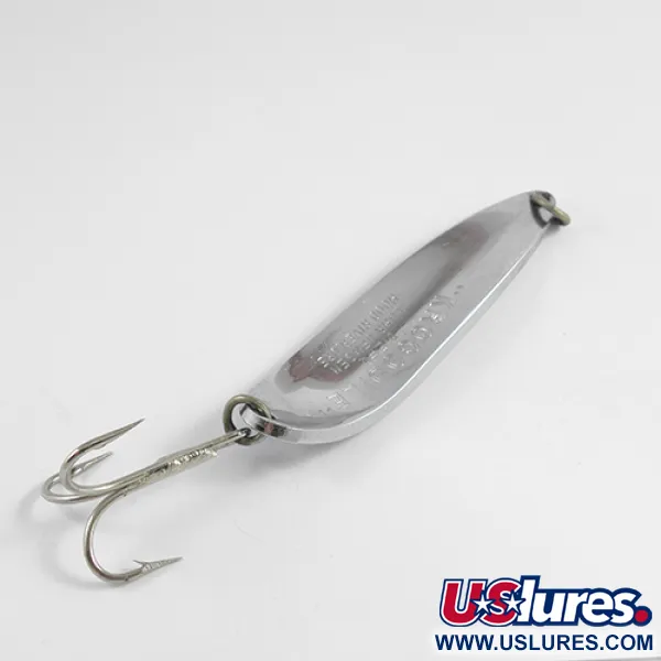 Vintage  Luhr Jensen Krocodile Die #5, 1 2/3oz Nickel / Blue fishing spoon #2507