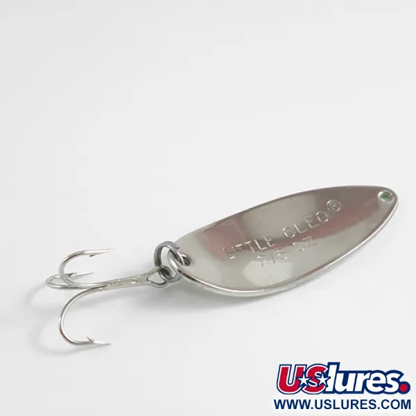 Vintage  Acme Little Cleo Glow, 2/5oz Nickel / White / Green Glow in Dark	 fishing spoon #2512