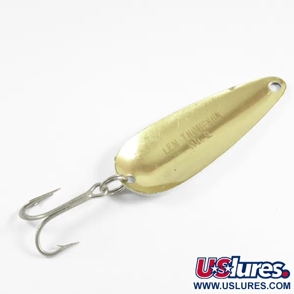 Vintage   Len Thompson #2, 1oz Black / White / Brass fishing spoon #2518