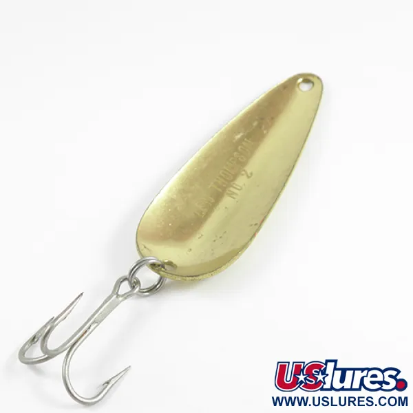 Vintage   Len Thompson #2 2519, 1oz Yellow / Black / Brass fishing spoon #2519