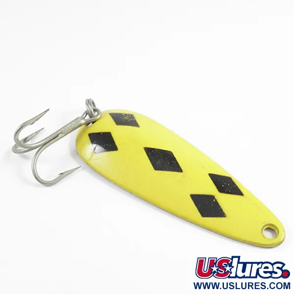 Vintage   Len Thompson #2 2519, 1oz Yellow / Black / Brass fishing spoon #2519