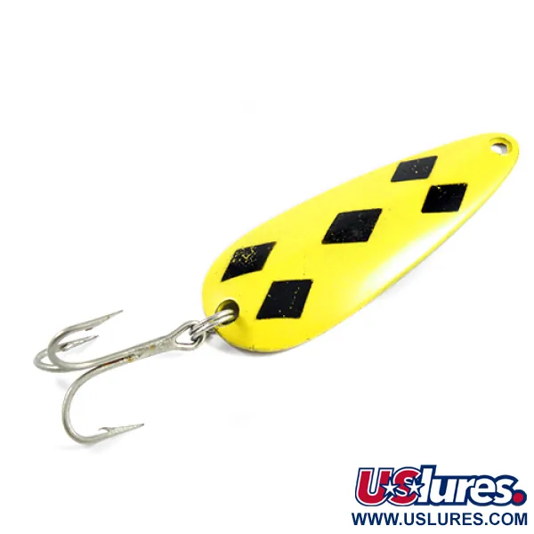 Vintage   Len Thompson #2 2519, 1oz Yellow / Black / Brass fishing spoon #2519