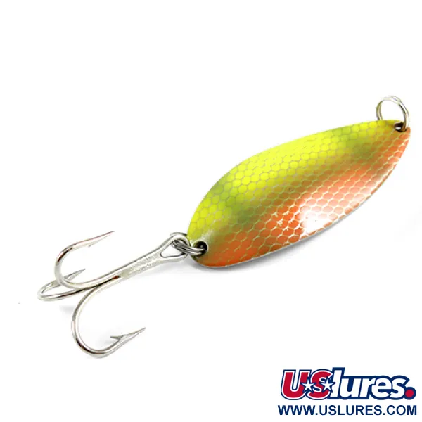Vintage  Seneca Little Cleo (Hula Girl), 3/4oz Yellow / Orange / Green / Nickel fishing spoon #2541