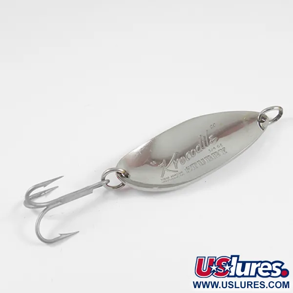 Vintage  Luhr Jensen Lil' Kroc (Krocodile Stubby), 3/4oz Nickel / Red fishing spoon #2542