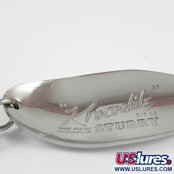 Vintage  Luhr Jensen Lil' Kroc (Krocodile Stubby), 3/4oz Nickel / Red fishing spoon #2542