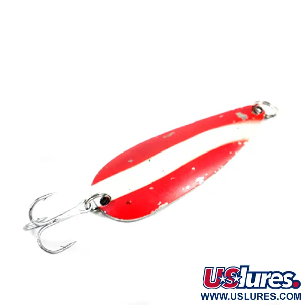 Vintage  Worth Chippewa, 1/2oz Red / White / Nickel fishing spoon #2544