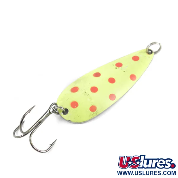 Vintage  Worth Chippewa, 1/2oz Yellow / Red / Nickel fishing spoon #2551