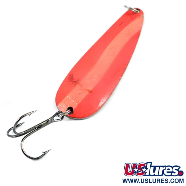 Vintage  Worth Chippewa, 3/4oz Red / Nickel fishing spoon #2552