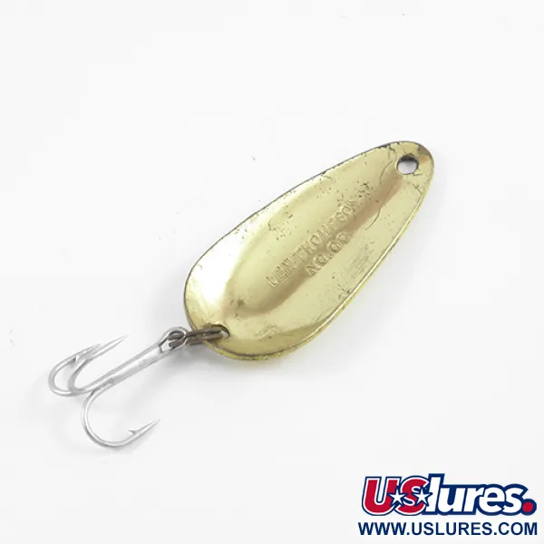 Vintage   Len Thompson #00, 1/2oz Five of diamonds (Red / Yellow / Brass) fishing spoon #2580