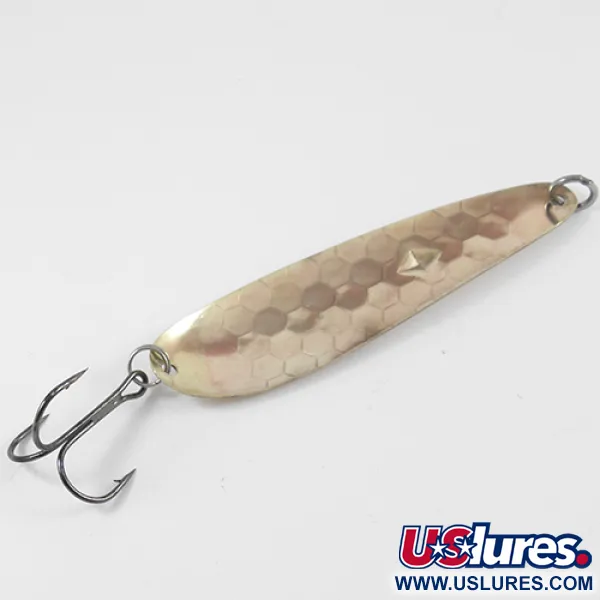 Vintage  Luhr Jensen Diamond King 4, 1/2oz Hammered Gold fishing spoon #2588