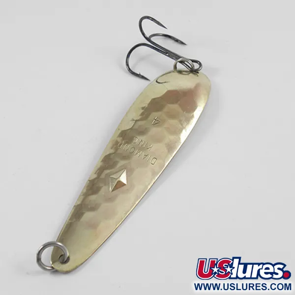 Vintage  Luhr Jensen Diamond King 4, 1/2oz Hammered Gold fishing spoon #2588